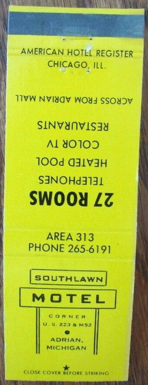 Southlawn Motel - Matchbook (newer photo)